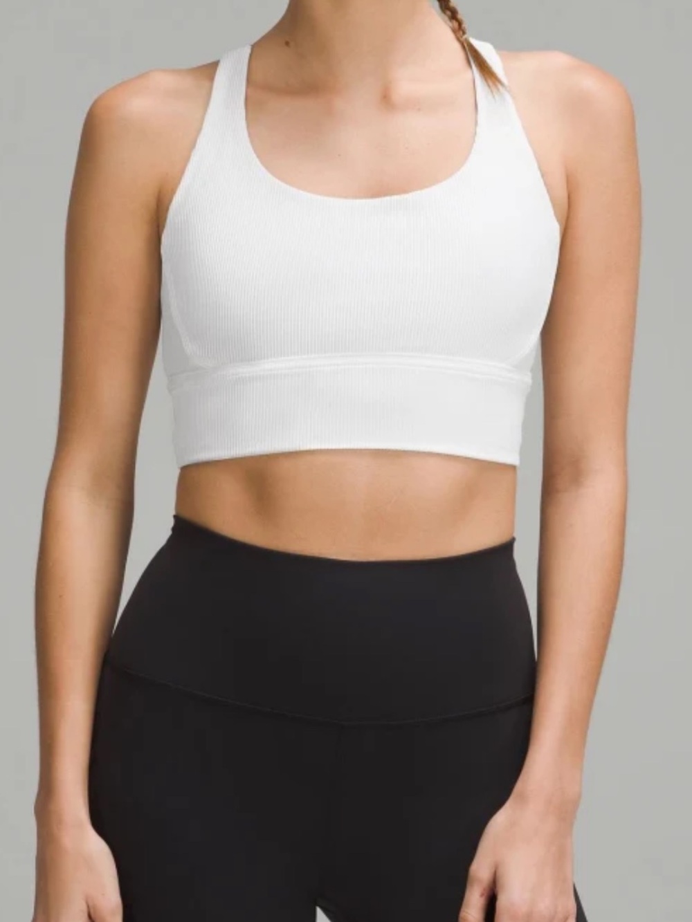 Lululemon ribbed energy long line sports bra in white